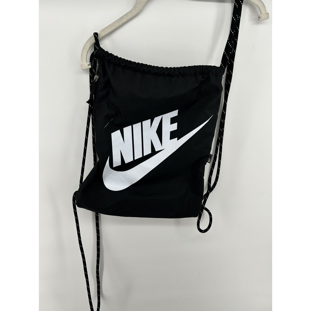 Nike Black Drawstring Bag Backpack Side Zipper